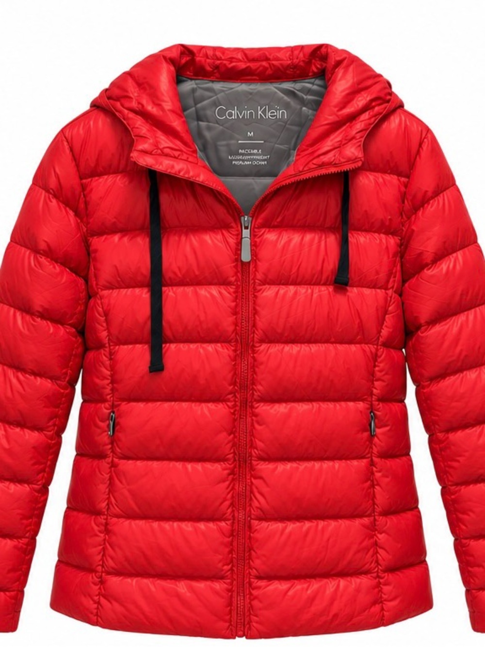 Calvin Klein Red Quilted Hooded Puffer Jacket